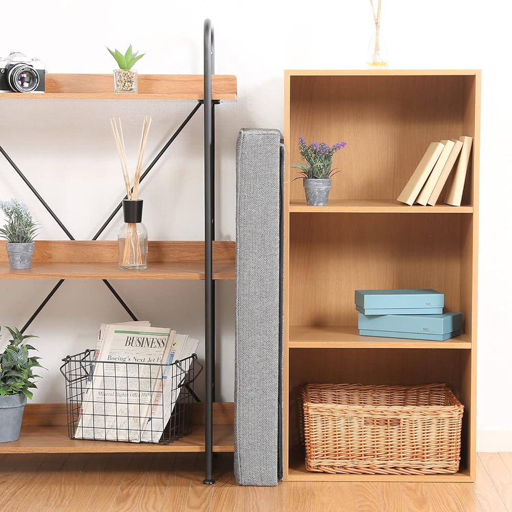 Fuji Boeki Storage Bench Folding Width 76 x Depth 38 x Height 40cm Gray Herringbone Pattern Ottoman Storage Box Load Capacity 150kg Fabric Dino 85888