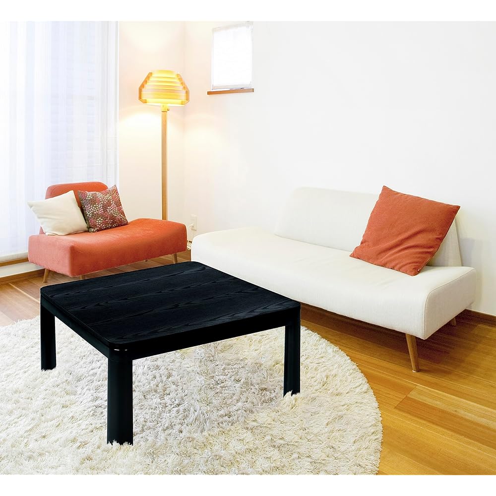 Denkyosha ZEPEAL Casual Kotatsu 75cm DK-K7523-BK Square Living Alone Top Reversible Woodgrain Casual