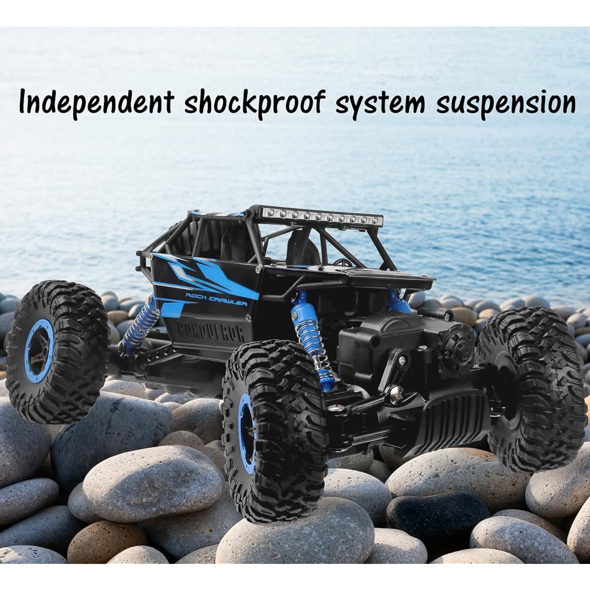 (Blue) - Click N' Play Rock Crawler RC Car Blue Vehicle