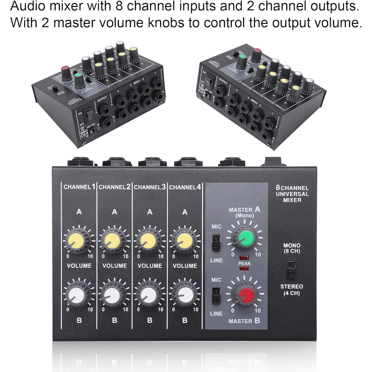 8 Channel Input Mono Audio Mixer Stereo Line Mixer Soundboard Console Desk System Music