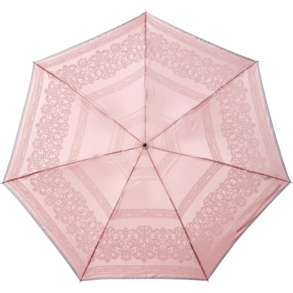 [Moonbat] Folding Umbrella LANVIN COLLECTION Yarn-dyed Jacquard Lace Pattern Umbrella Folding Umbrella Simple Lace Stylish Cute Ladies Pink Rib Length: Approx. 55cm