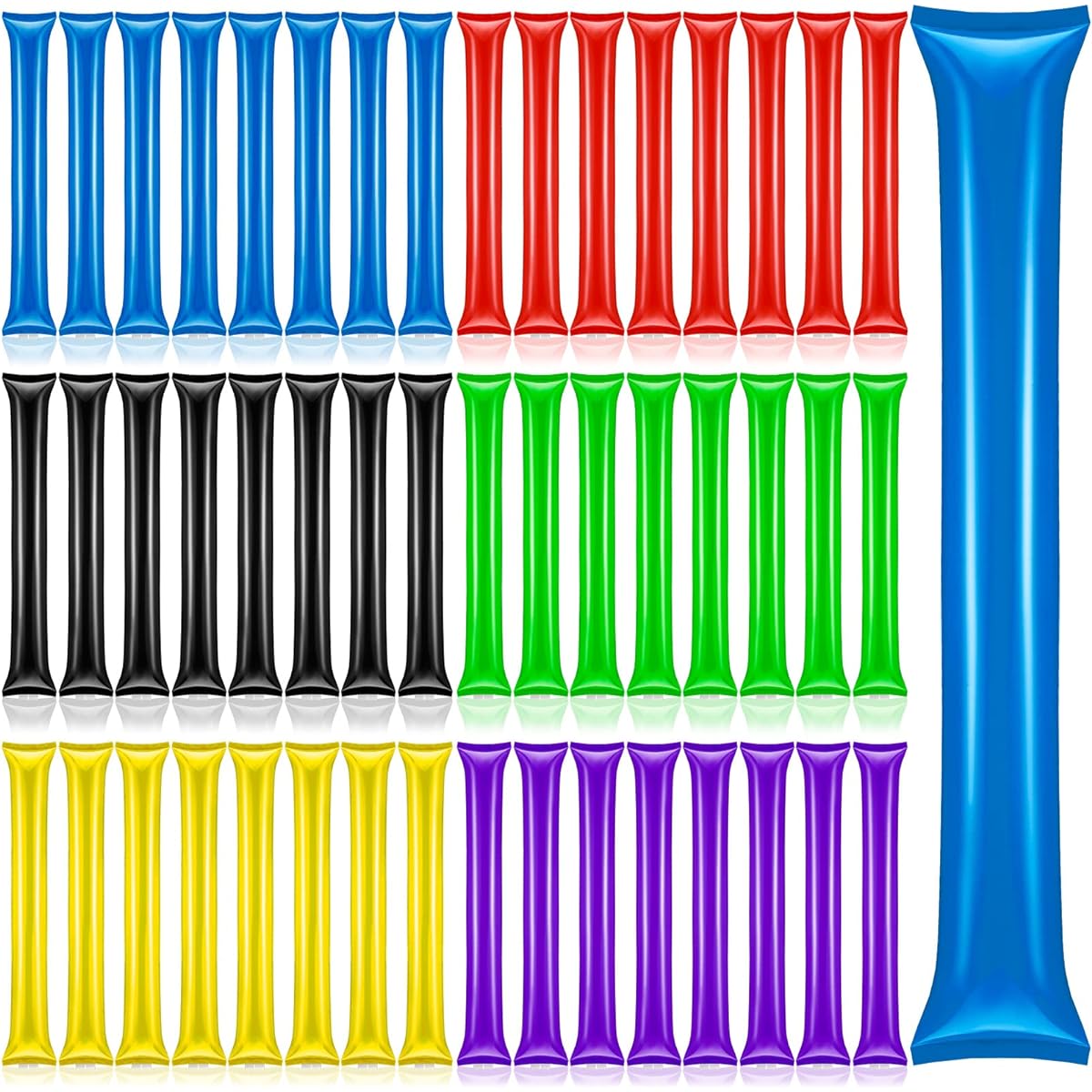 Bam Bam Thunder Sticks Cheering Sticks 120 Pieces Inflatable Football Game Noise Maker for Sporting Events Cheerleading Boom Spirit Sticks Bulk Cheer Supplies for Basketball Teams 6 Colors