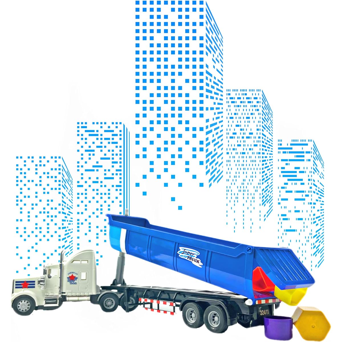 Big Daddy Big Rig Heavy Duty Tractor Trailer Transport Series Blue Toy Dump Truck