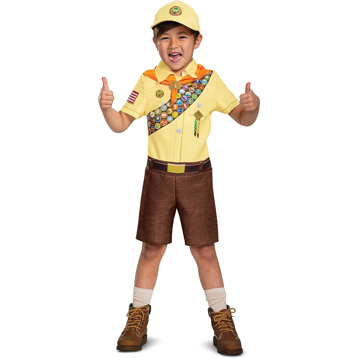 Russell from Up Costume, Disney Pixar Movie Inspired Character Outfit for Kids, Classic Child Size Extra Small (3T-4T) Brown