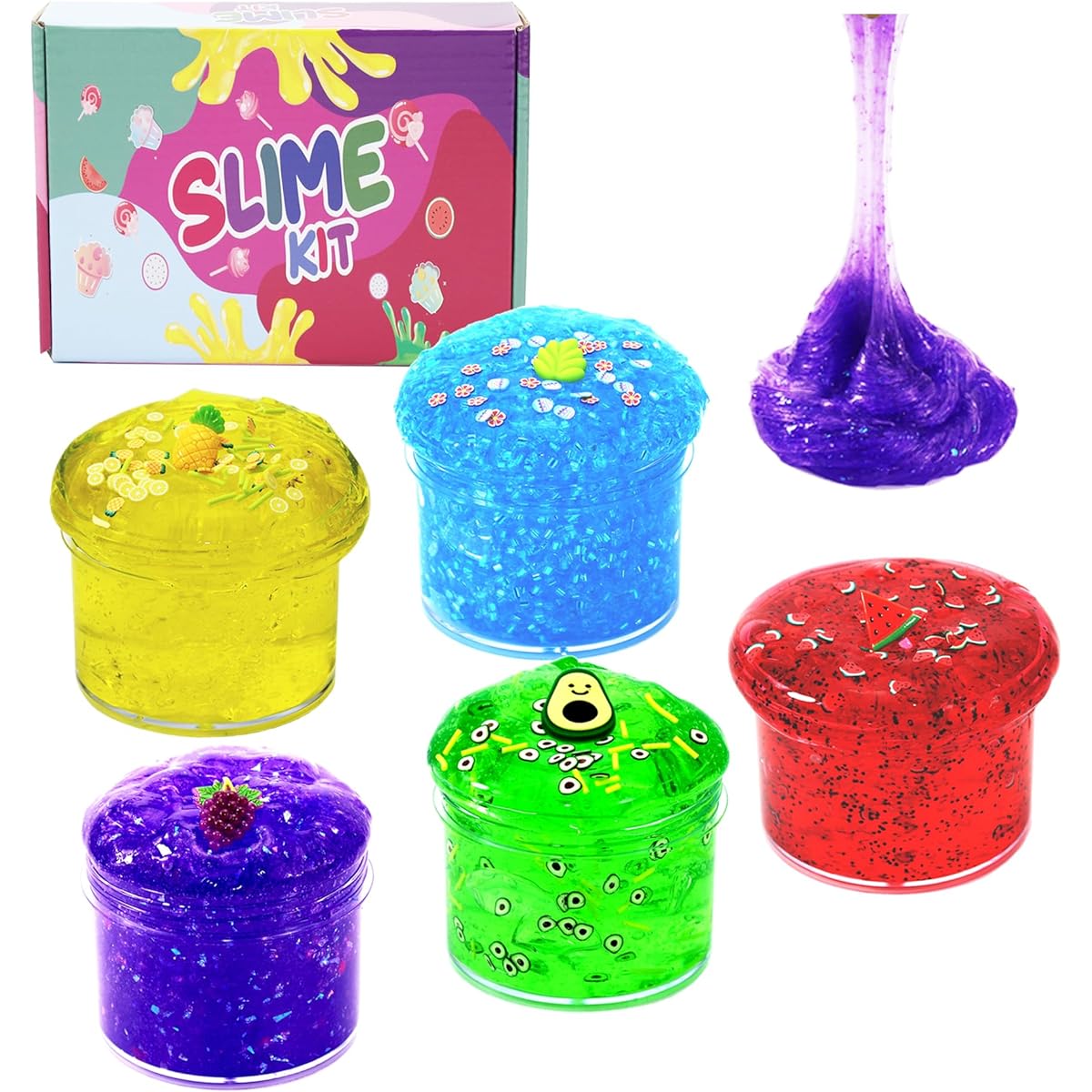 5 Pack Crunchy Slime Clear Slime Kit with Glitter for Girls Birthday Gifts School Party Favors Toys for Girls and Boys
