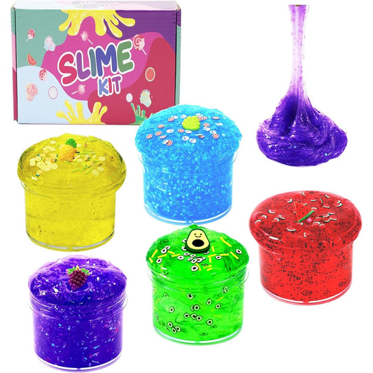 5 Pack Crunchy Slime Clear Slime Kit with Glitter for Girls Birthday Gifts School Party Favors Toys for Girls and Boys