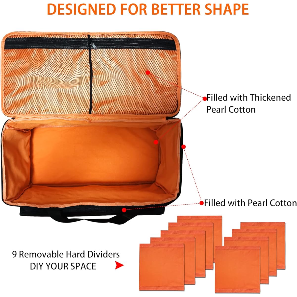 Large Height Gig Cable Bag with 9 Removable Dividers Heavy Duty 1680D Fabric DJ Equipment Case Musician Travel Gear Bag Waterproof Durable Soft Tear-Resistant Lining
