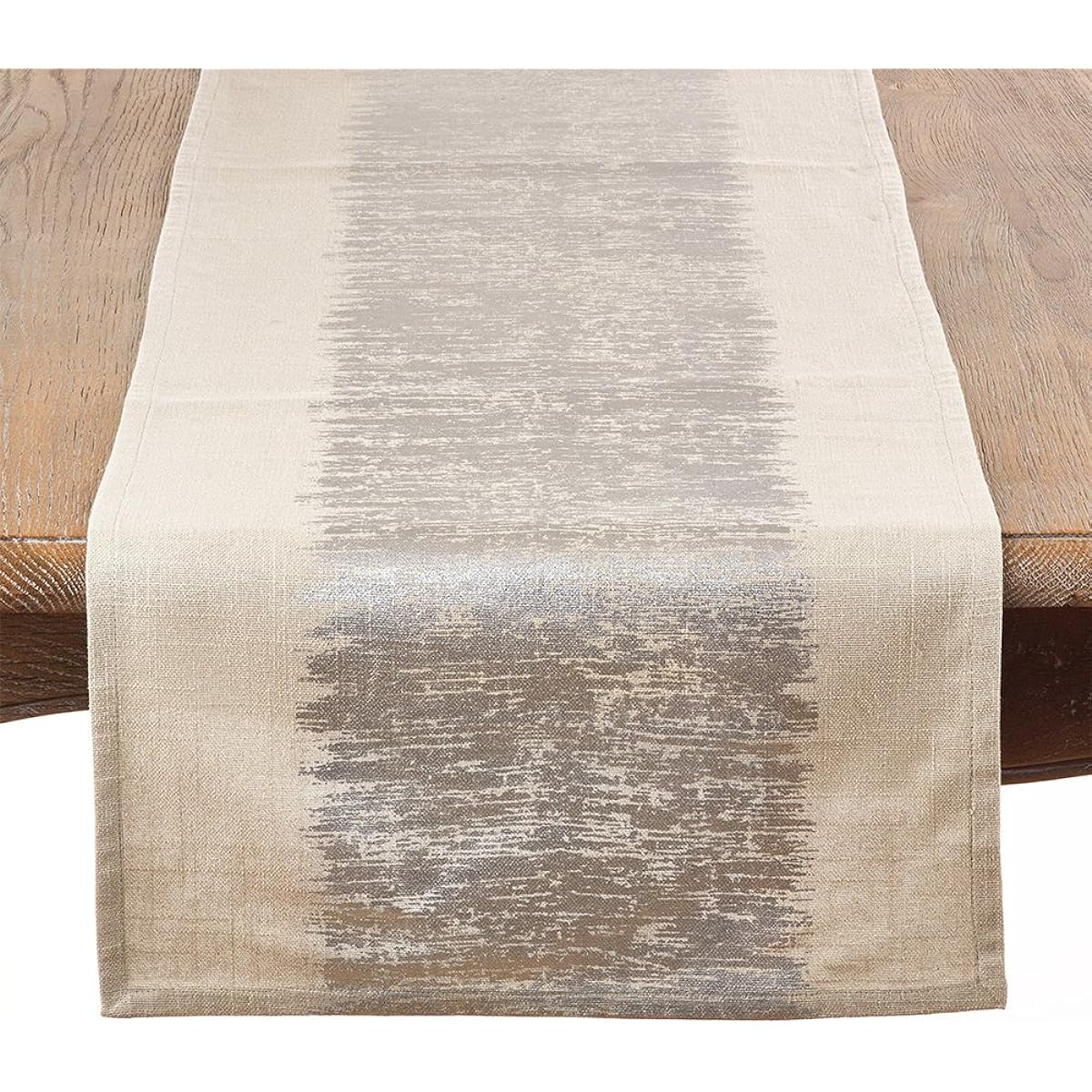 Fennco Styles Eleni Metallic Banded Cotton Table Runner 16"x72"