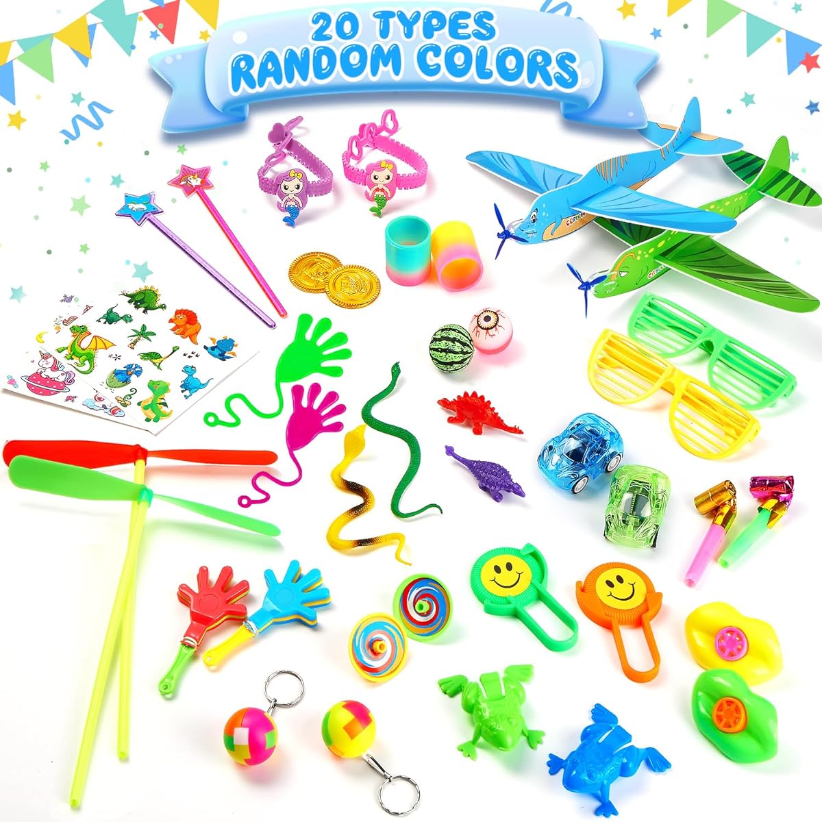 Pinata Fillers for Kids, CGBOOM 120 Pieces Pinata Fillers for Parties, Carnival Prizes, Birthday Packages, Christmas Gift, Student Prizes