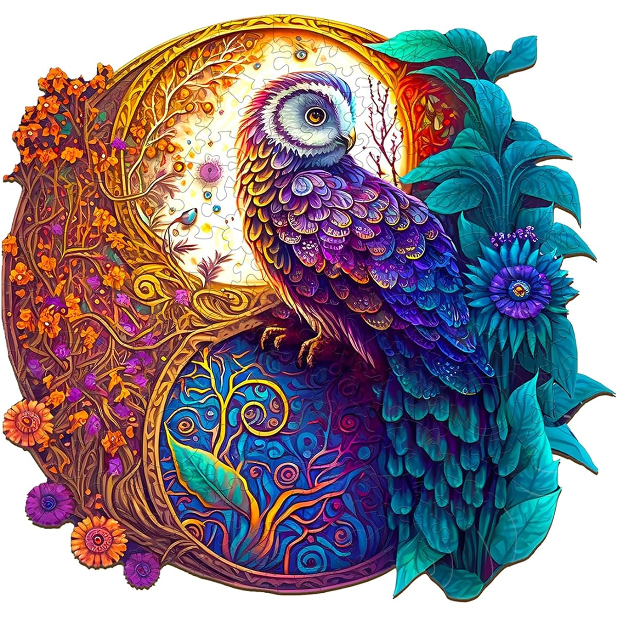Jigfoxy Wooden Puzzles for Adults Owl Wooden Jigsaw Puzzle for Adults Unique Animal Shape Woodcut Puzzle for Family Friends Puzzle Lovers (XL-20*20inch-700 Pieces)