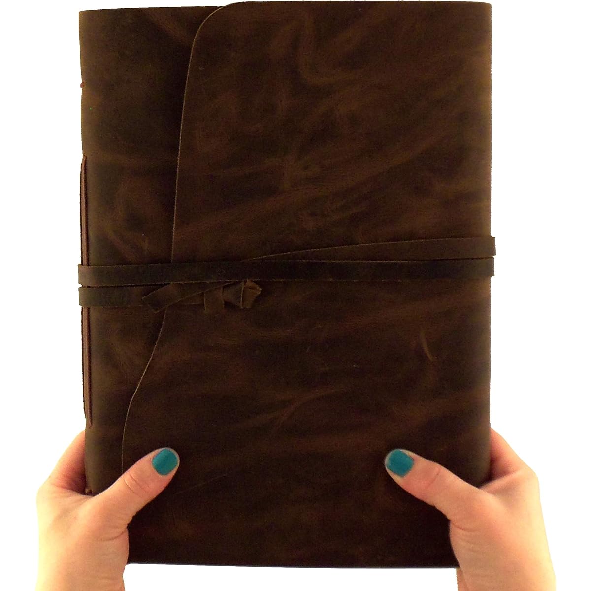 Large Genuine Leather Journal/Sketchbook with Gift Box - 380 Pages - 9" x 12" - Rustic Vintage Style