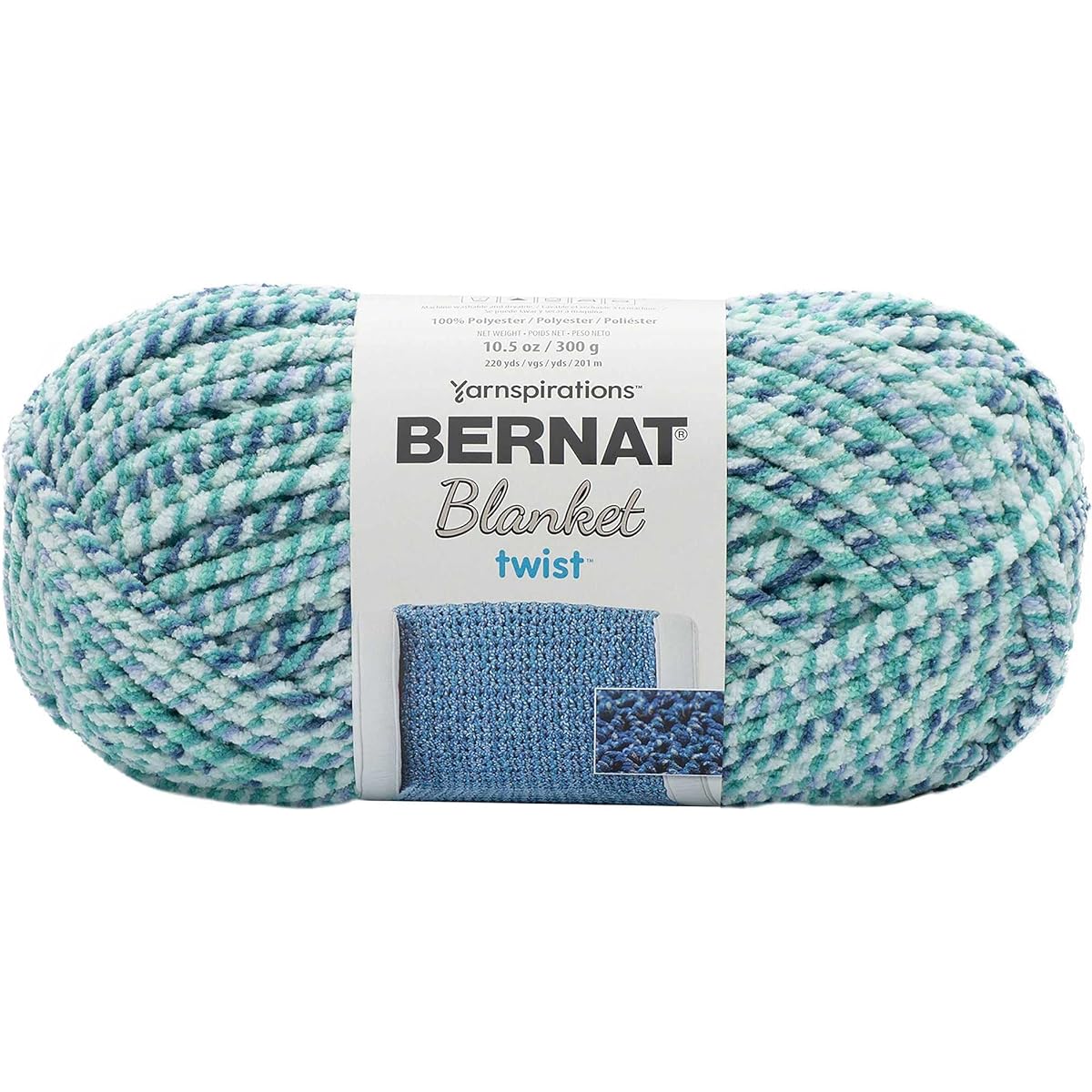 Bernat Blanket Twist Yarn Making Waves 161957-57005 (2 Skeins) Same Dyed Lot Weight S Bulky #6 Soft 100% Polyester Bundle with 1 Artsiga Kraft Bag