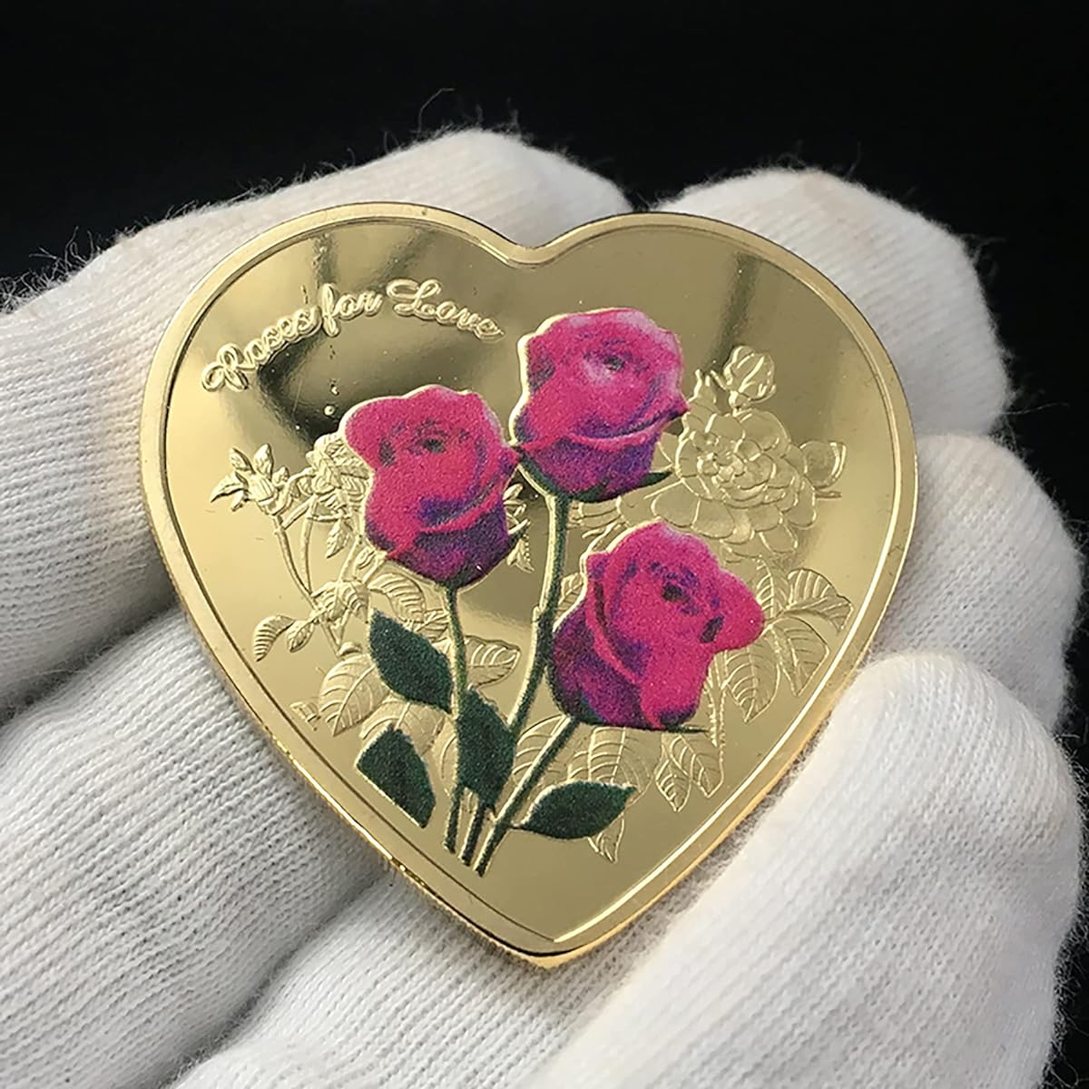 Strugglejewelry Heart Rose Valentine's Day Challenge Coin 52 Languages I Love You Medal (Gold)