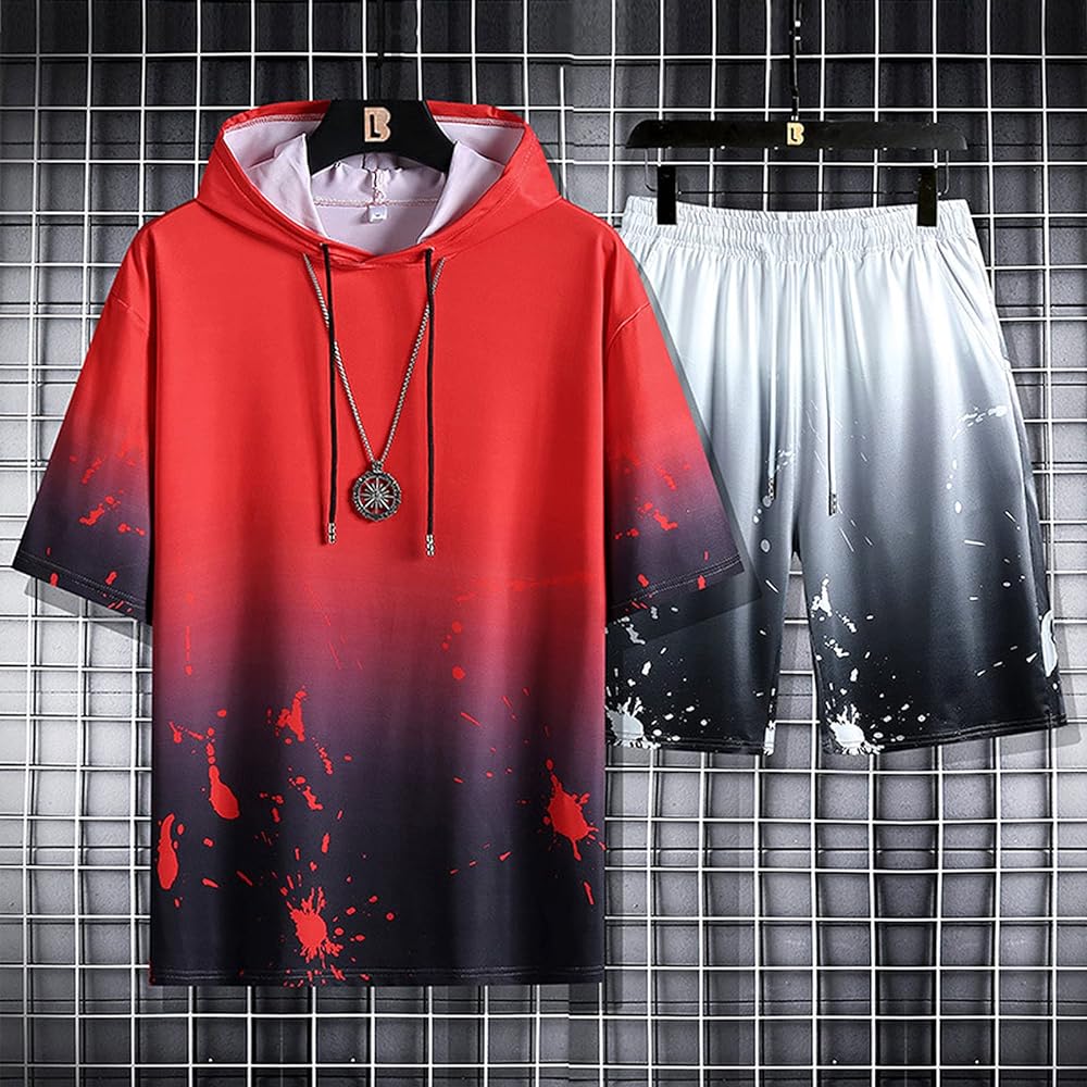 [AYISTELU] Hoodie, Short Sleeve, Top and Bottom Set, Men's Jersey, Sweatwear, Setup, Shorts, Stylish, Men's Clothing, Spring/Summer T-shirt, Popular