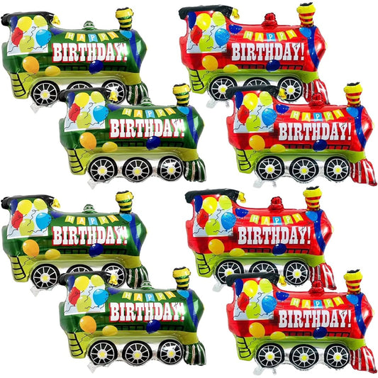 8 Pieces Colorful Train Birthday Party Decorations Foil Balloons Steam Signs Baby Shower Party Supplies