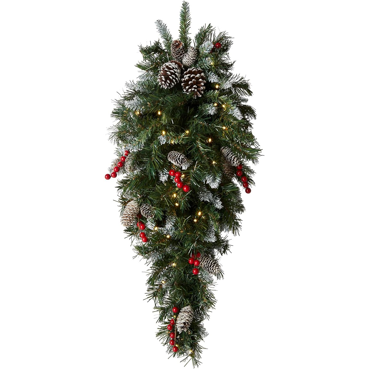 National Tree 3 Foot Frosted Berry Teardrop with 50 Warm White Battery Powered LED Lights (FRB-3TDL-B1)