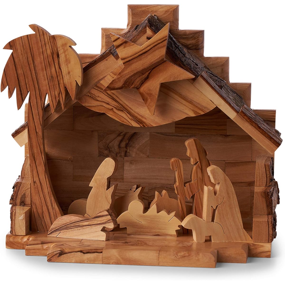 Earthwood Olive Wood Music Box Nativity Scene