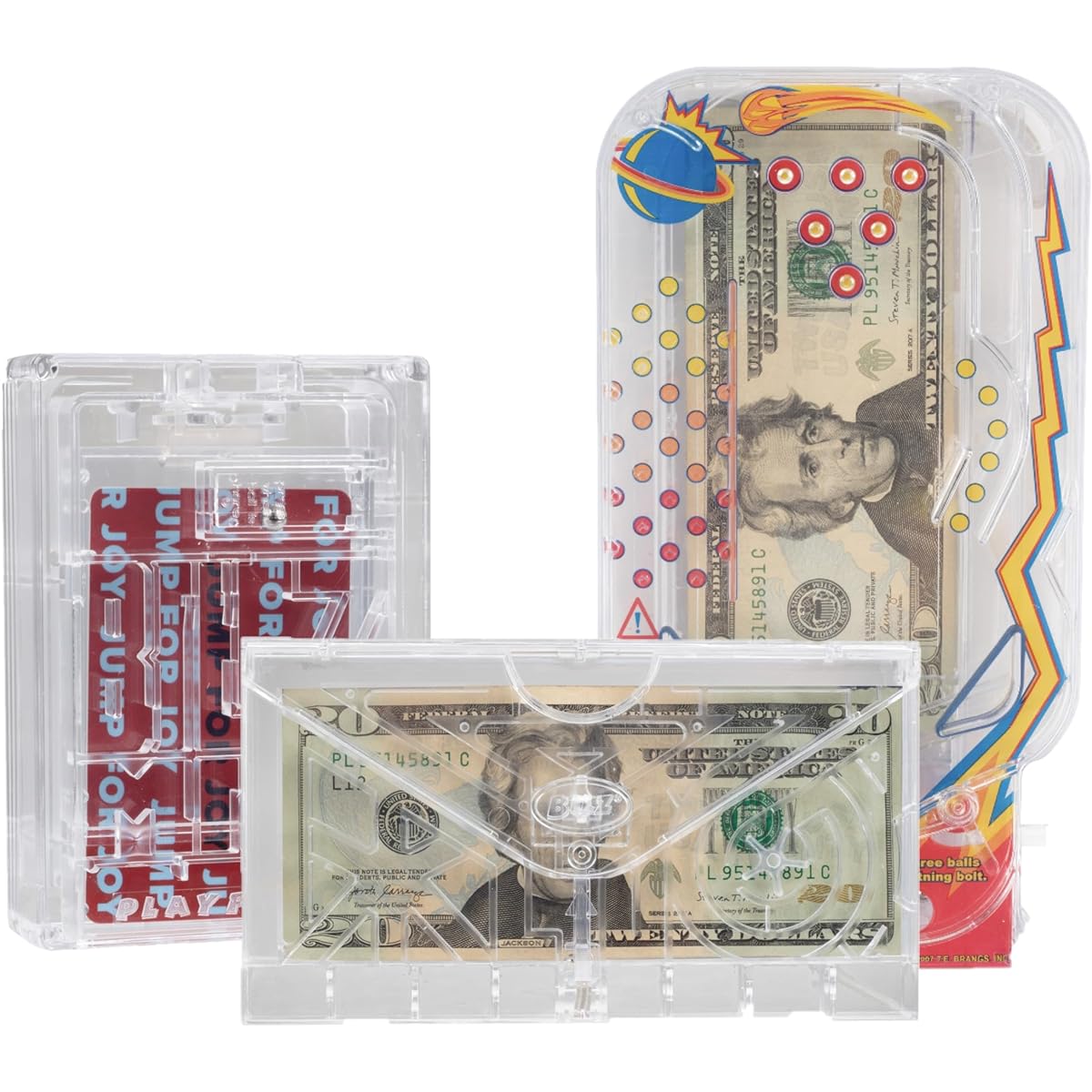 BILZ Gift Card/Money Holder Puzzle Bundle - Envelope Puzzle, Space Pinball, Brain-Teasing Maze - 3 Pack - Great for Birthdays and Holidays - Fun, Reusable Games for Cash, Gift Cards, Tickets