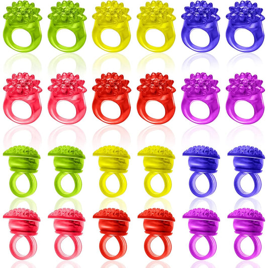 24pcs LED Light Jelly Ring Colorful Light Up Bumpy Ring Flashing Color LED Ring Jelly Rubber Ring Finger Toys for Adults Teens Glow in the Dark Party Accessories Concert Rave Supplies