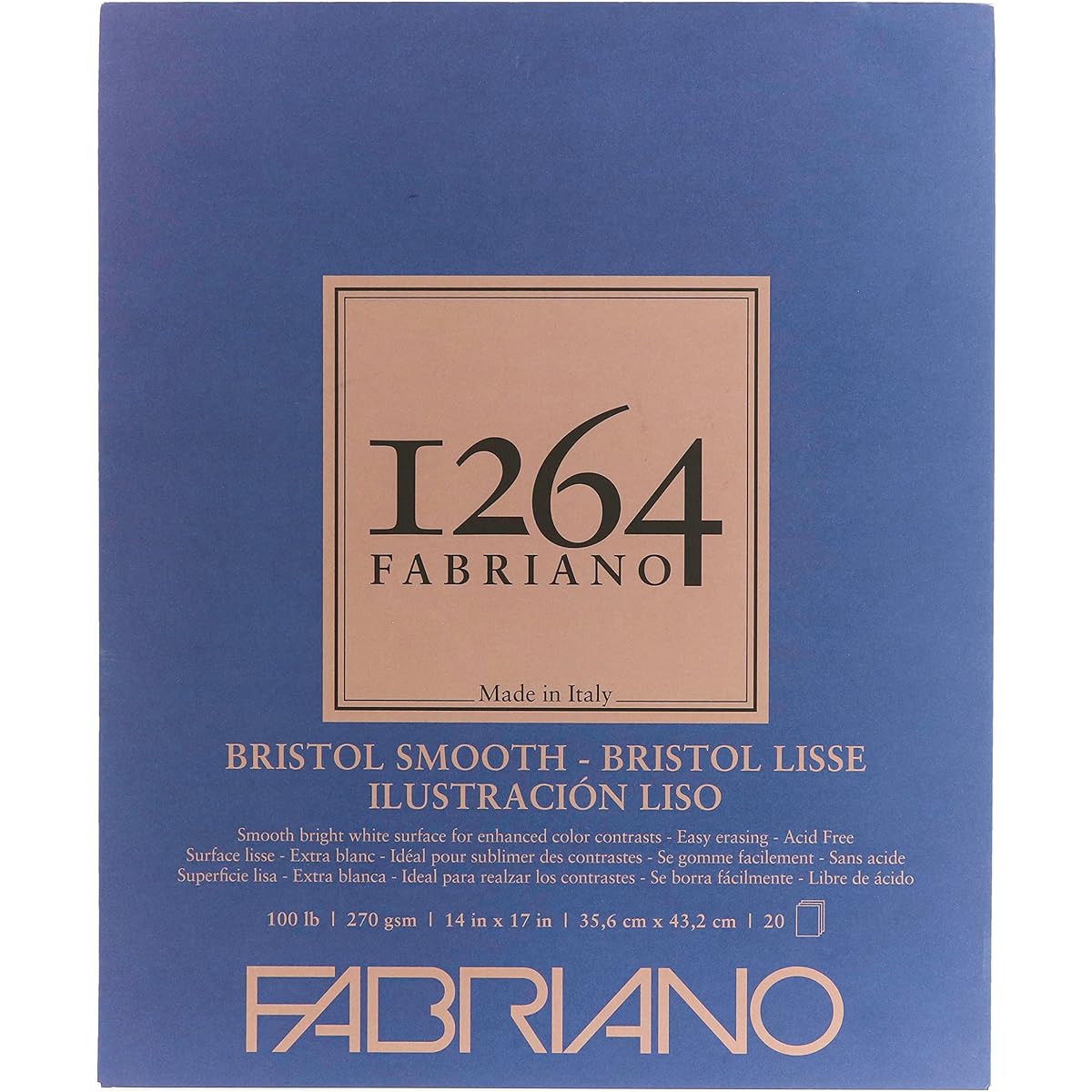 Fabriano 1264 Smooth Bristles Pad, 18 x 24 inches, White