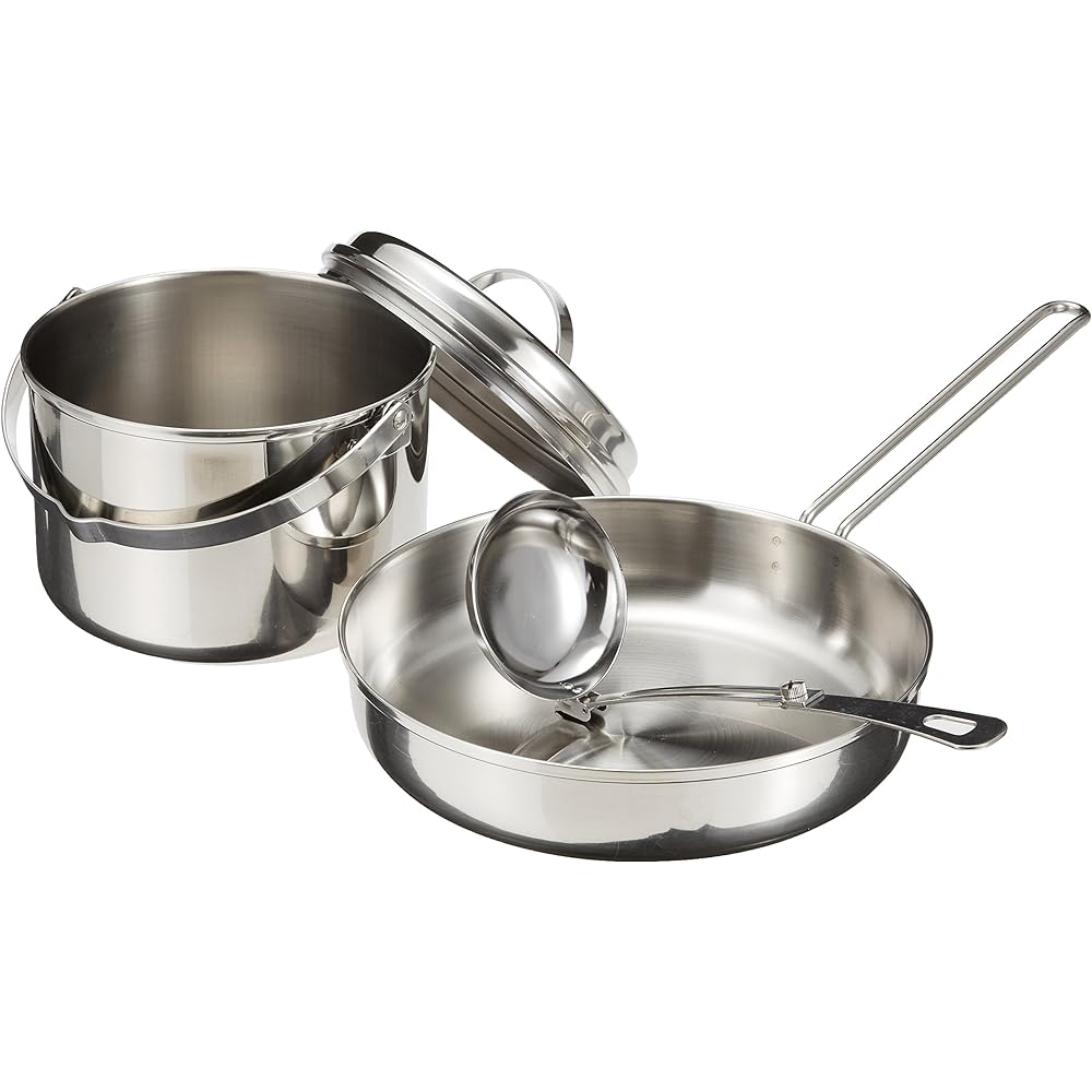 CAPTAIN STAG Barbecue BBQ pot set 3-layer steel camping cooker with bag