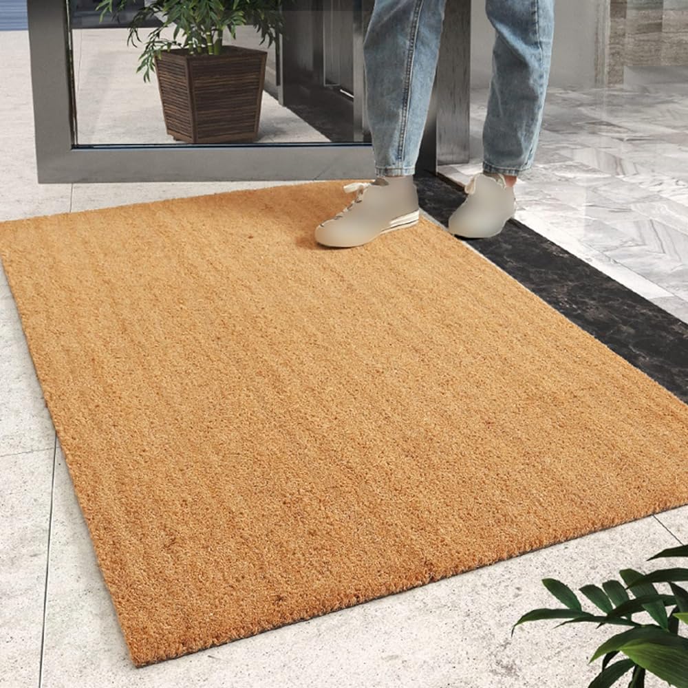 NHYGDY Coconut Color 1 Entrance Mat, Mud Remover Mat, Outdoor, Natural Material, Non-Slip, Stylish, Entrance, Balcony, Housewarming Gift, Blends Into Your Space, Door 60*90cm, Durable, Water Drainage, Natural, Stain Resistant, Doorway, Interior, Outdoor,