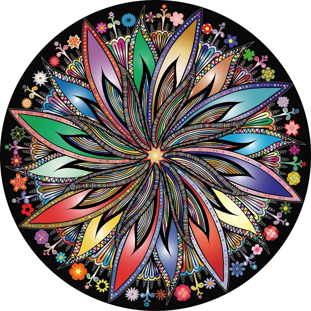Flower Mandala Puzzle 1000 Pieces Round Colorful Gradient Puzzle Impossible Difficult Hard Jigsaw Puzzle for Adults