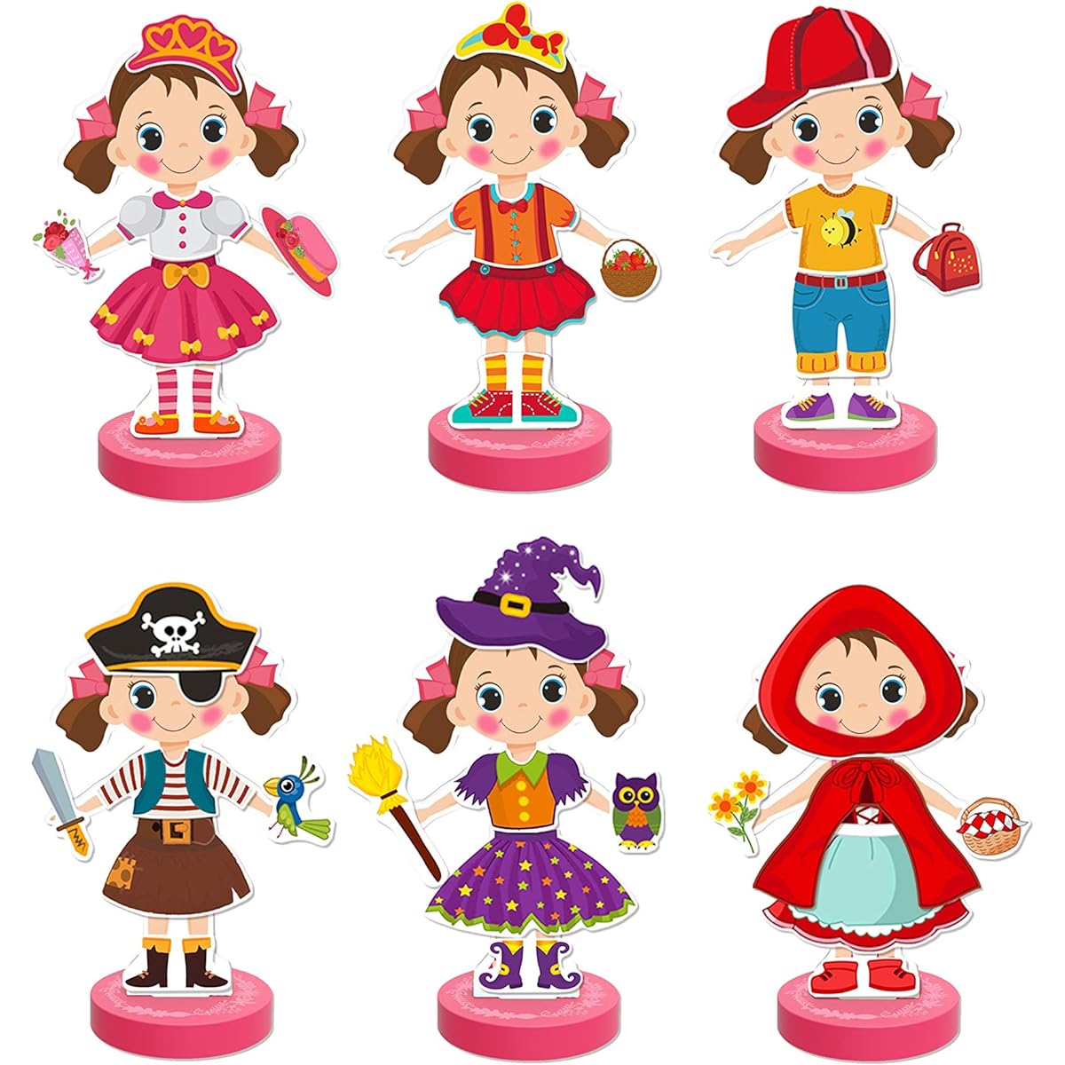 TOYSTERS Magnetic Wooden Dress Up Doll Toy Pretend Play Set Includes: 1 Wooden Doll with 30 Costume Dress Ideas Not Your Average Paper Doll Great Gift for Little Girls Ages 3+ (PZ550)