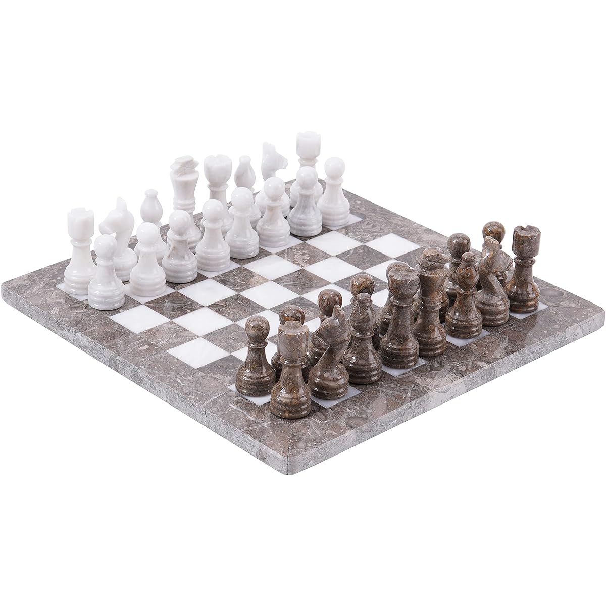 RADICALn Handmade Marble Gray Ocean & White Weighted Popular Playboard Chess Game Set for Adults - New Tournament Gift Style Classic Chess Set