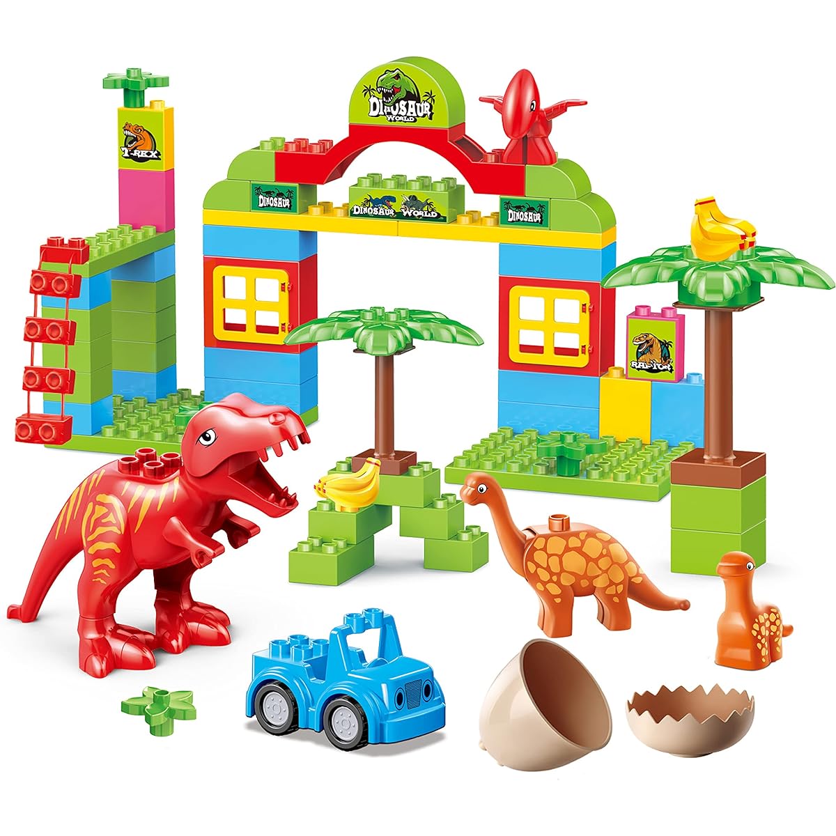 ToyVelt Dinosaur Building Blocks Toys, 72 Piece Jurassic Building Blocks Set - Compatible with All Major Brands, Entertainment, Educational Dinosaur Toys for Kids - Boys & Girls, Ages 3-12