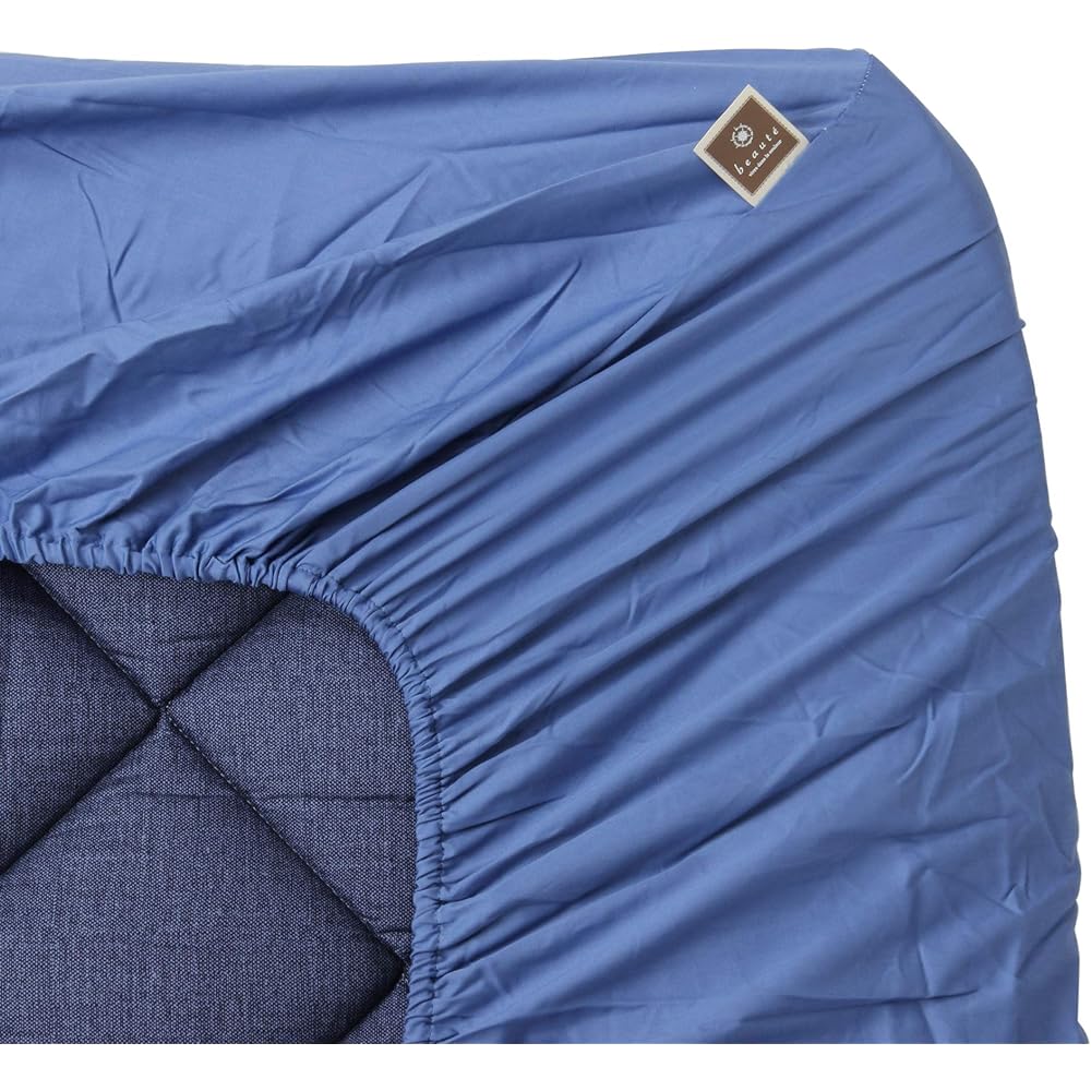 nishikawa [Nishikawa] Fitted Sheet, Double, Made in Japan, 100% Cotton, Suitable for thicknesses up to 35cm, Water Absorbent, Beaute, Navy, PTG7059902NV