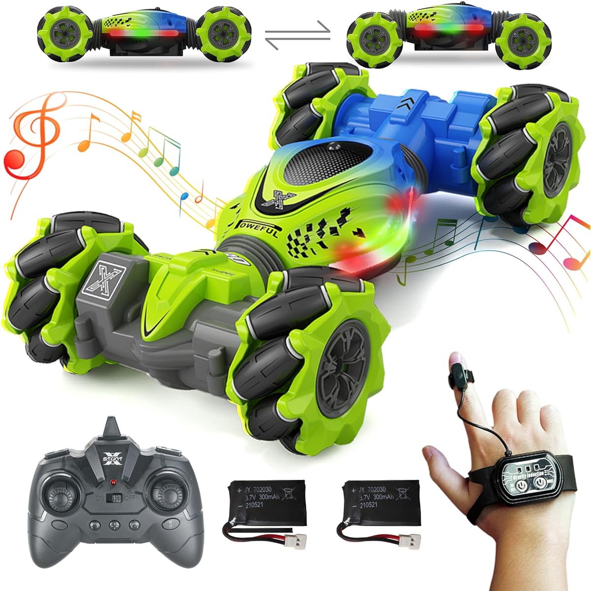 KIEAHCEY Remote Control Car Gesture Sensing Hand Control Stunt Car 4WD Drift Twist Off-Road Pursuit Vehicle with Light Music Truck Kids Toy Gift, Perfect for Boys and Girls