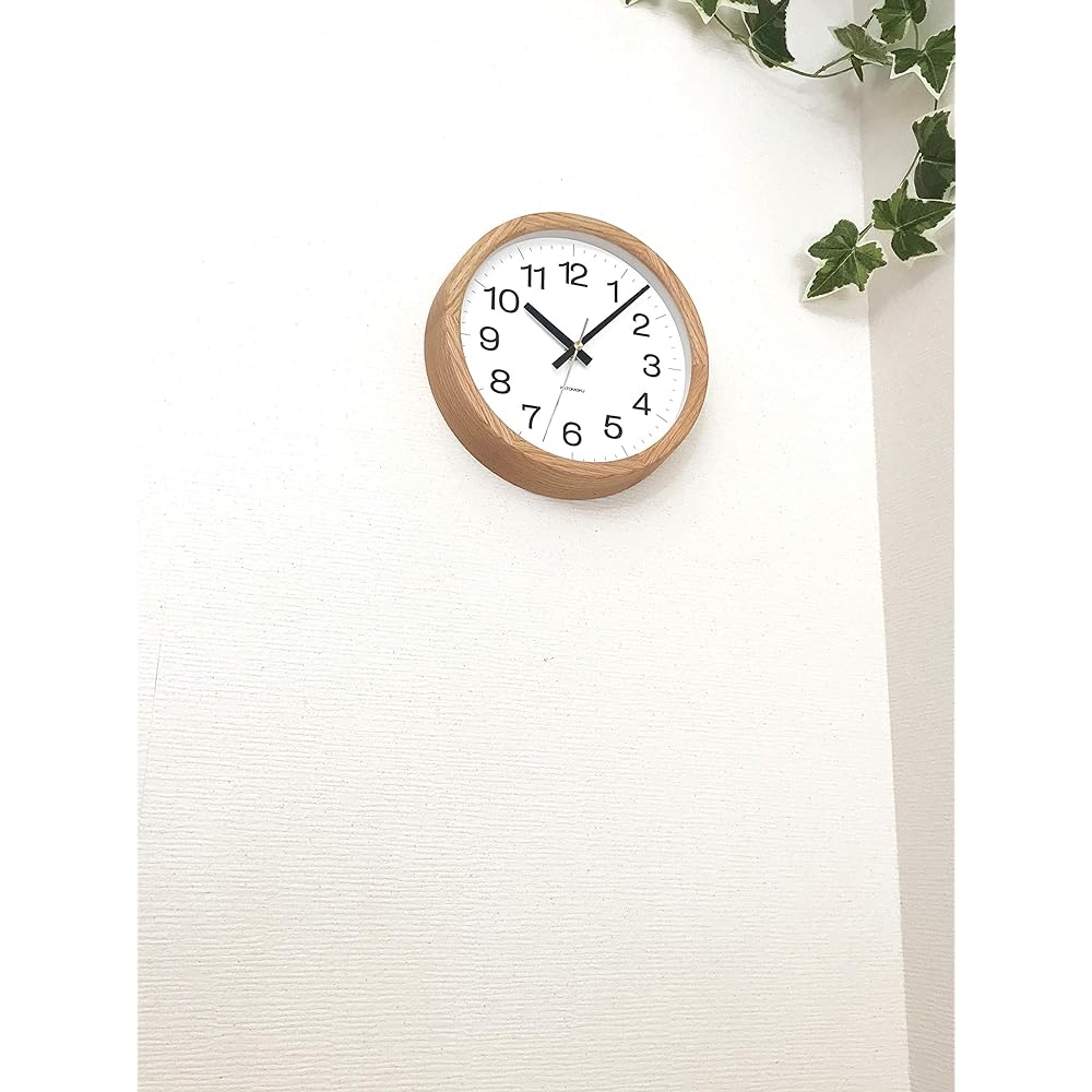 KATOMOKU Muku Clock 16 Oak Wall Clock Continuous Second Hand km-108OA φ220mm (Oak Radio Wave)