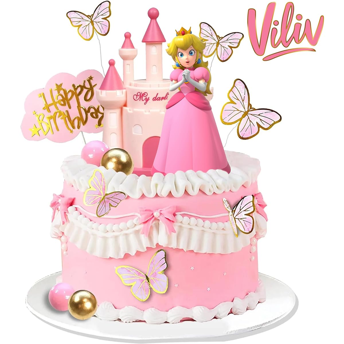 Princess Peach Doll Cake Topper 6" Princess Peach Figure Princess Peach Birthday Decorations