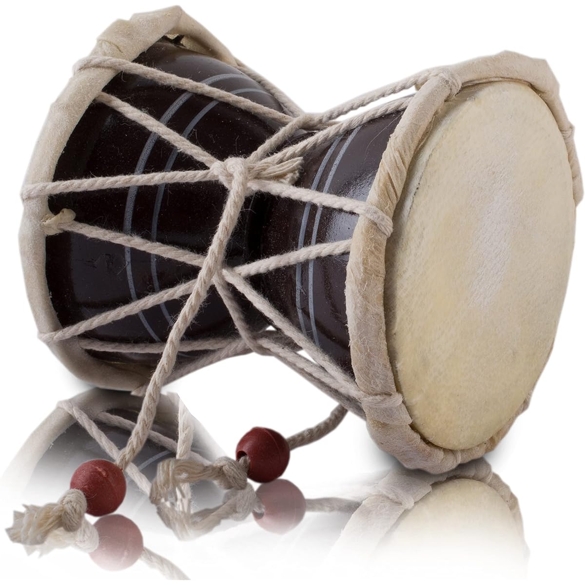 Handmade Wooden & Leather Classic Indian Ethnic Dumroo Hand Drum Set Percussion Decor Collectible Showpiece World Musical Instruments (Brown)