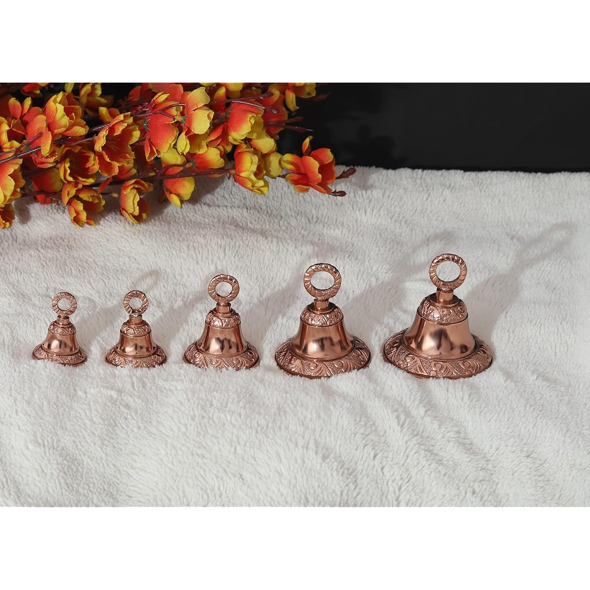 Set of 5 Jingle Bells Craft Bells Bulk DIY Bells Christmas Festival Home Decorations (Rose Gold)