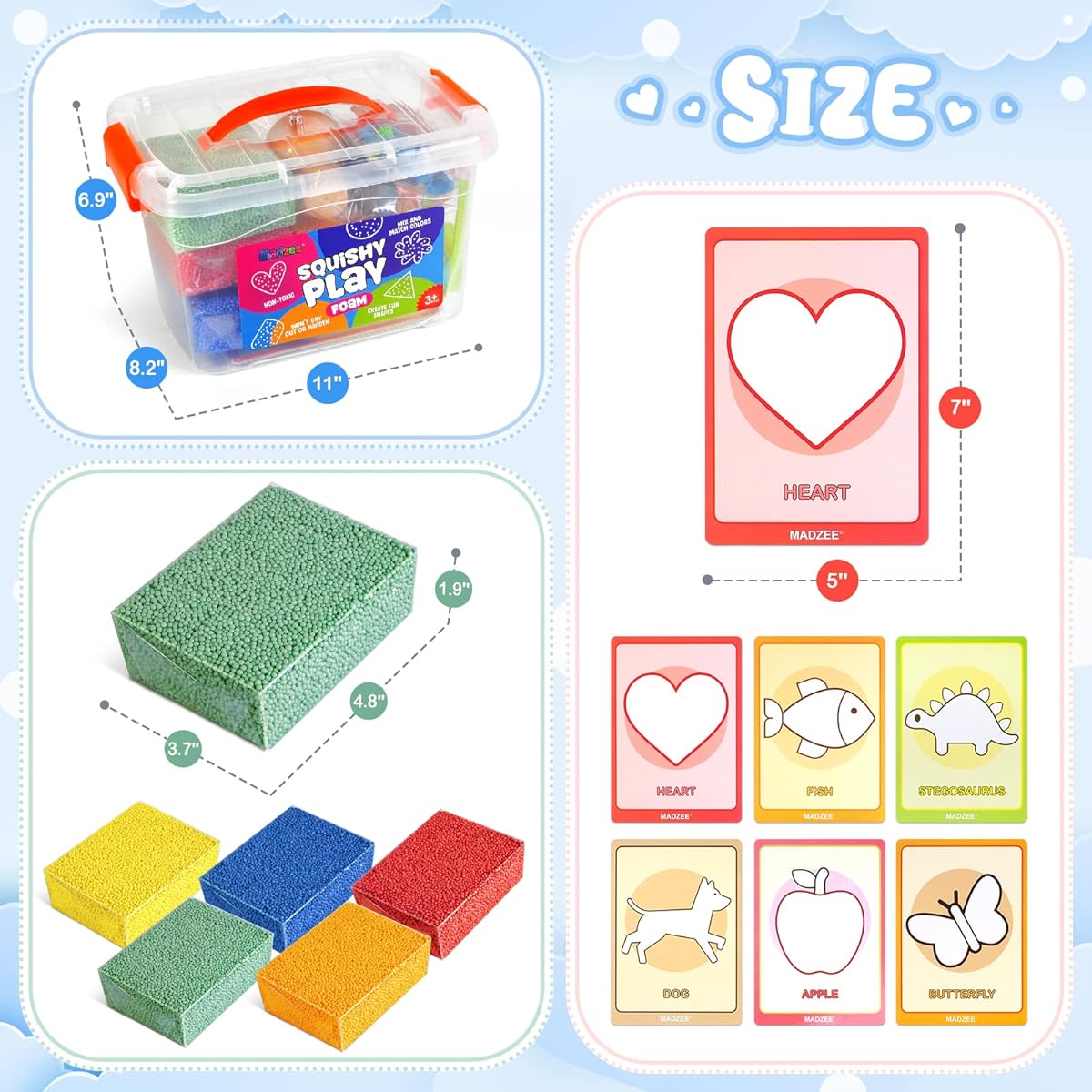 Modeling Clay Foam Beads Play Kit 5 Blocks Sensory Toy Fine Motor Skills Toys for Kids Preschool Educational Learning Toys