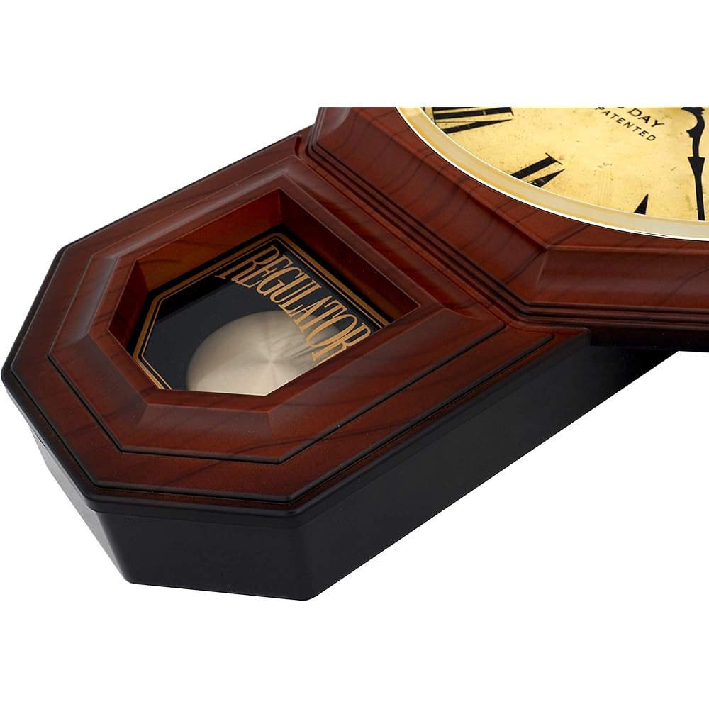 Jutime Traditional Schoolhouse Vintage Roman Pendulum Wall Clock Hourly Chime with Westminster Melody (PP-VR-DW Dark Wood Grain)