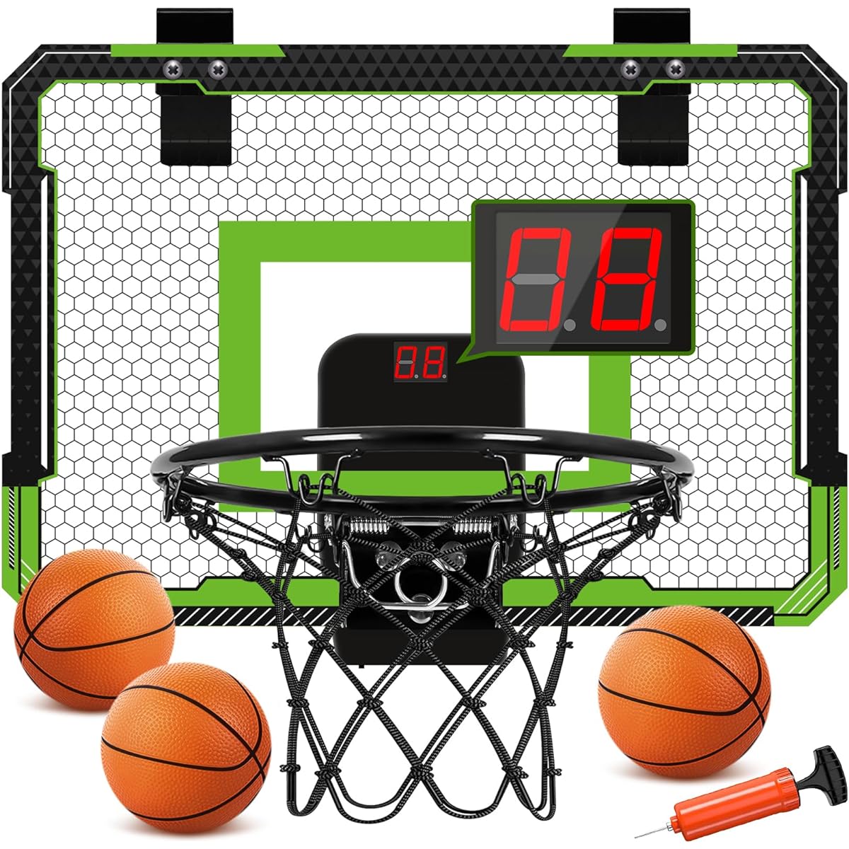 Indoor Mini Basketball Hoop for Door - Through Door Basketball Hoop Indoor Kids Small Basketball Hoop with 4 Balls Foldable Basketball Hoop for Wall & Room Basketball Toy for Boys Kids Teens