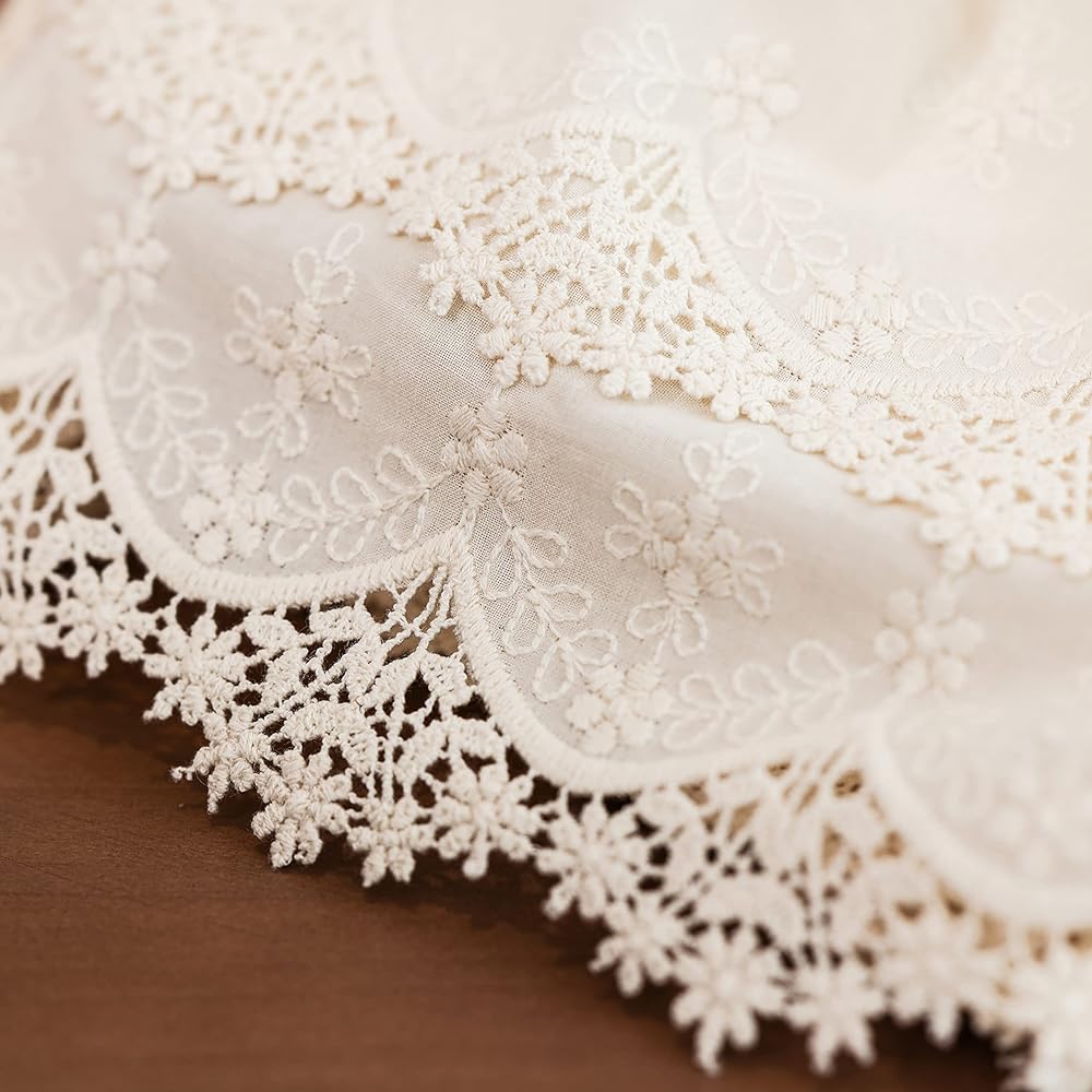 LACELY Table Runner Embroidered Holiday Wedding Picnic Daily Dinner Table Decoration (Pure Cotton 31cm x 130cm)