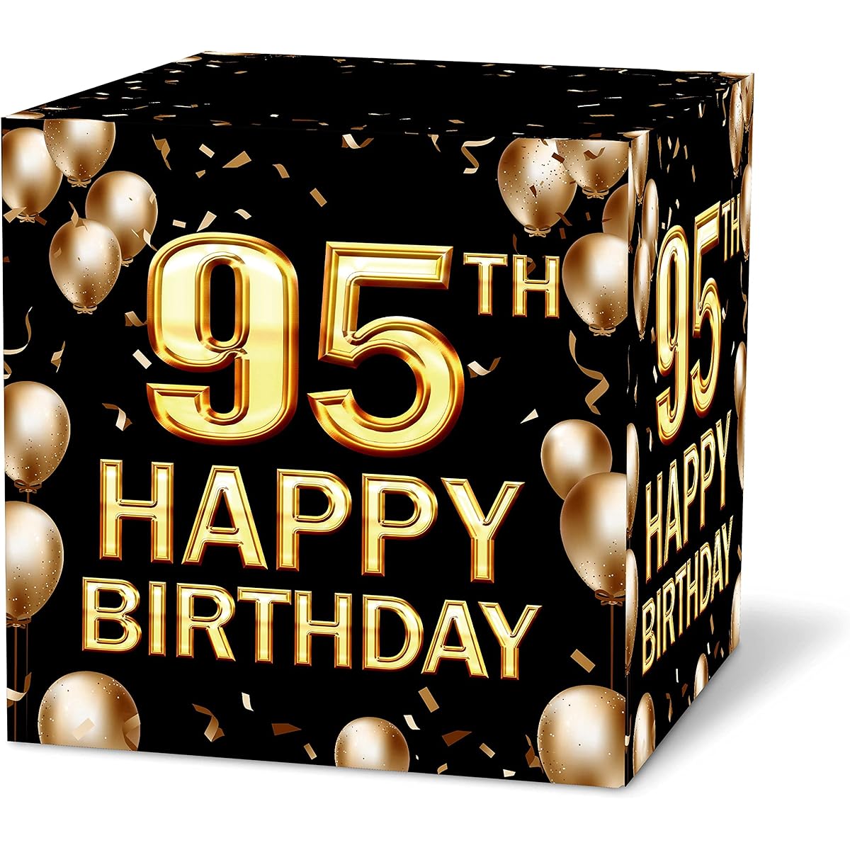 Keydaat 95th Birthday Card Box, Black & Gold Card Box for Birthday Party Decorations, Party Supplies Money Box, 1pc (035-sr)