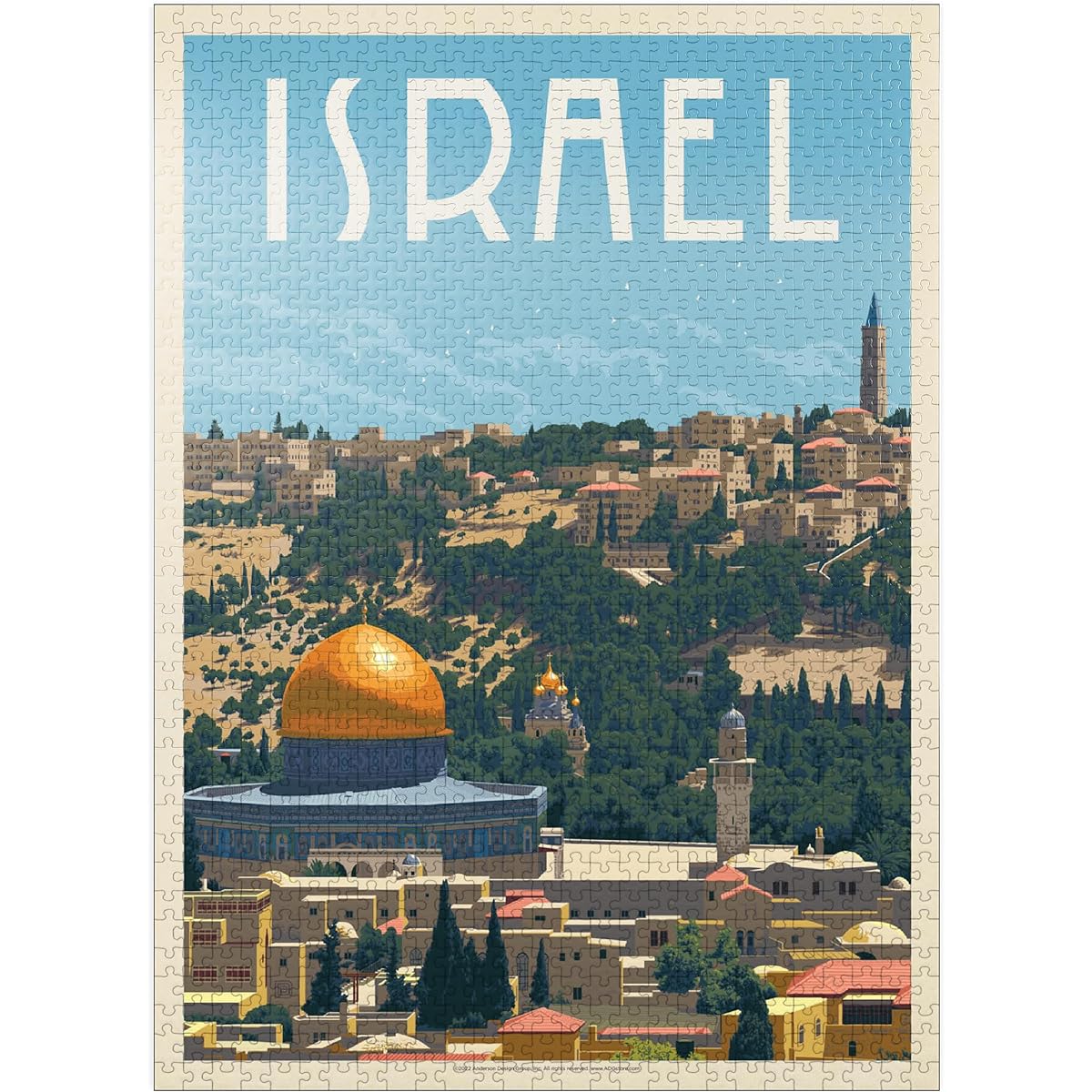 Israel: Jerusalem, Old City, Vintage Poster - Premium 1000 Piece Jigsaw Puzzle for Adults