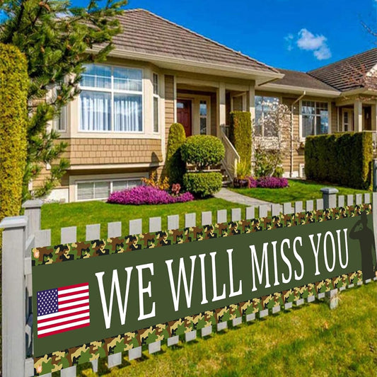 American Flag Ptriotic Soldier We Will Miss You Banner
