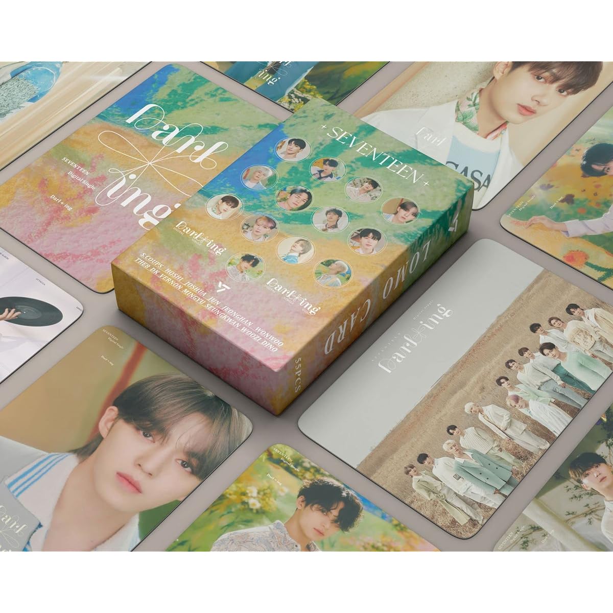 SEVENTEEN Photo Card SEVENTEEN Lomo Card Greeting Card 4 Pack/220 Cards with Postcard Box for Collection