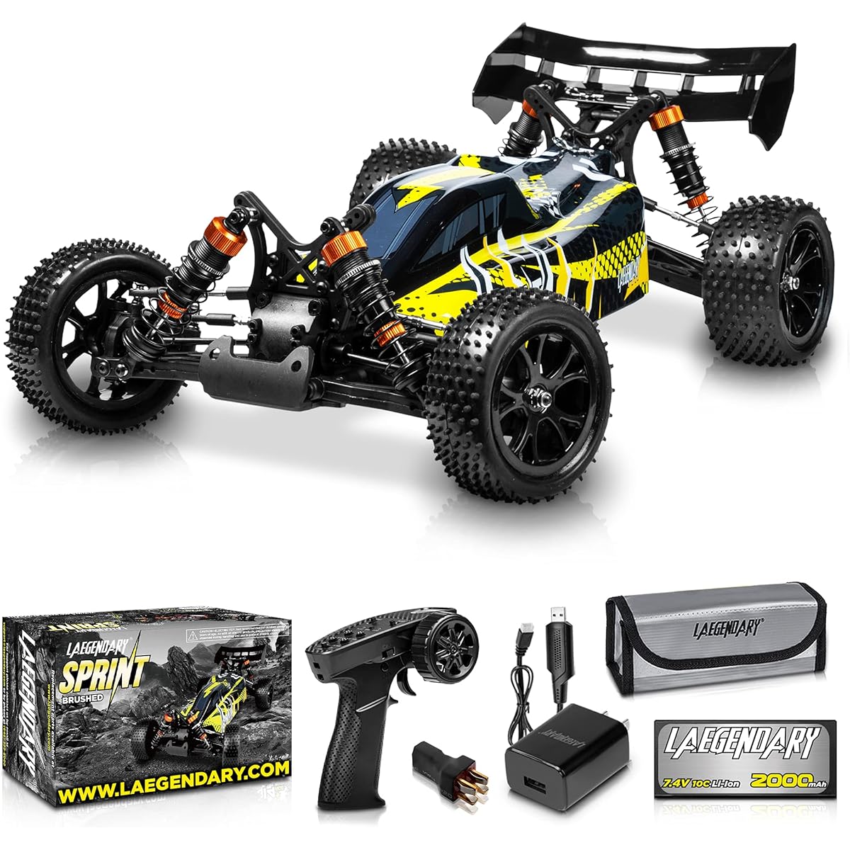 LAEGENDARY 1:10 Large Scale RC Car 35+ km/h High Speed - Remote Control Car 4x4 Off-Road Monster Truck - High Speed Racing Electric Hobby Grade Waterproof Toy Vehicle for Adults 30+ Minutes Play