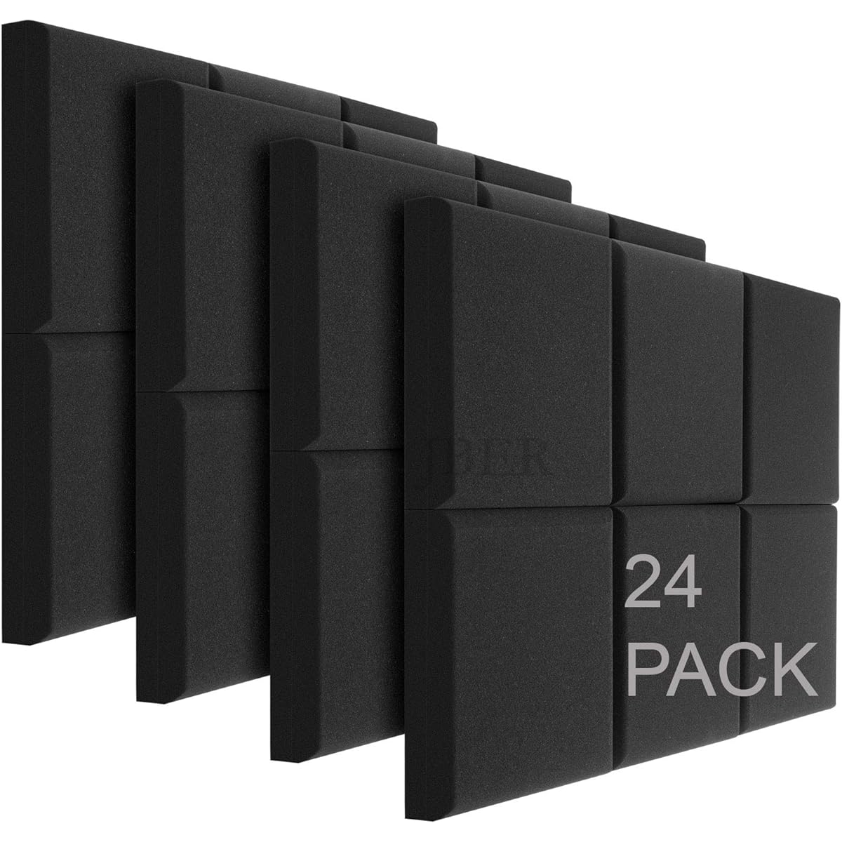 JBER Acoustic Studio Foam 24 Pack 2" x 12" x 12" Round C-Panel Soundproofing Studio Wall Pad Sound Absorbing Fireproof Pyramid Wedge Tile