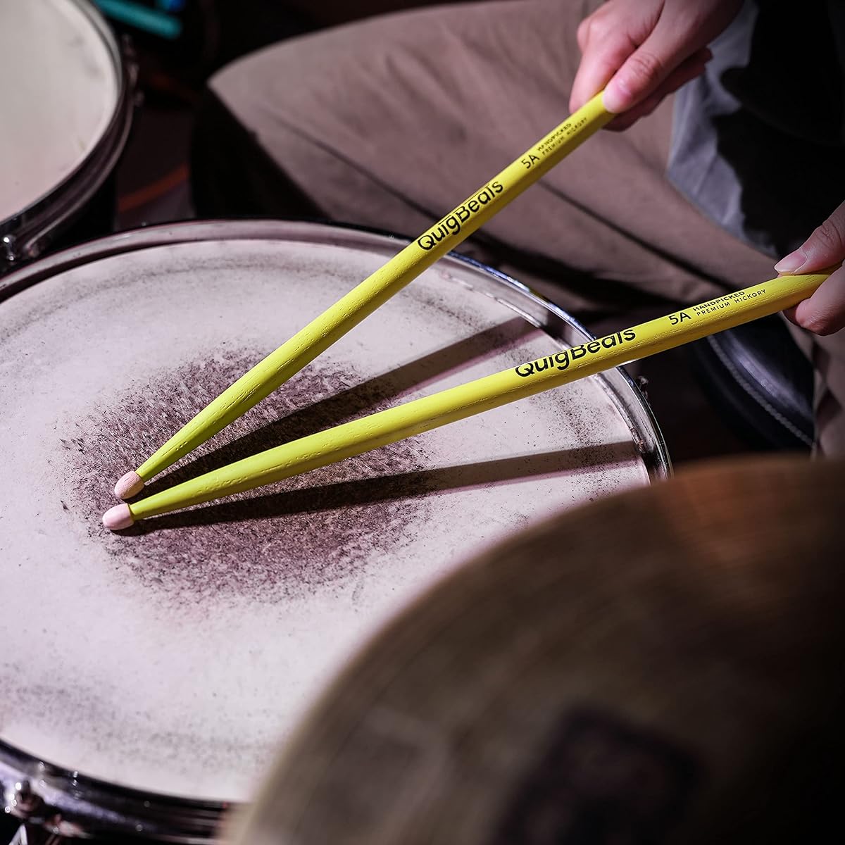 QuigBeats Drumsticks Hickory 5A Drumsticks for Adults & Kids 5A 6 Pairs Green