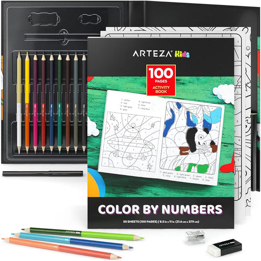 Arteza Kids Activity Book 50 Pages Color by Number USA Only