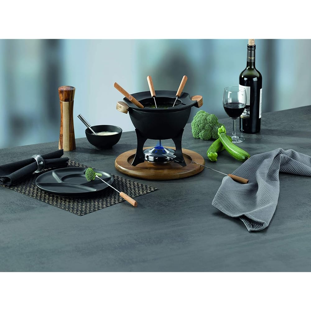 Kela Fondue Pot Black Size:∅27×H21.5cm Fondue Set for 6 People Country 16644