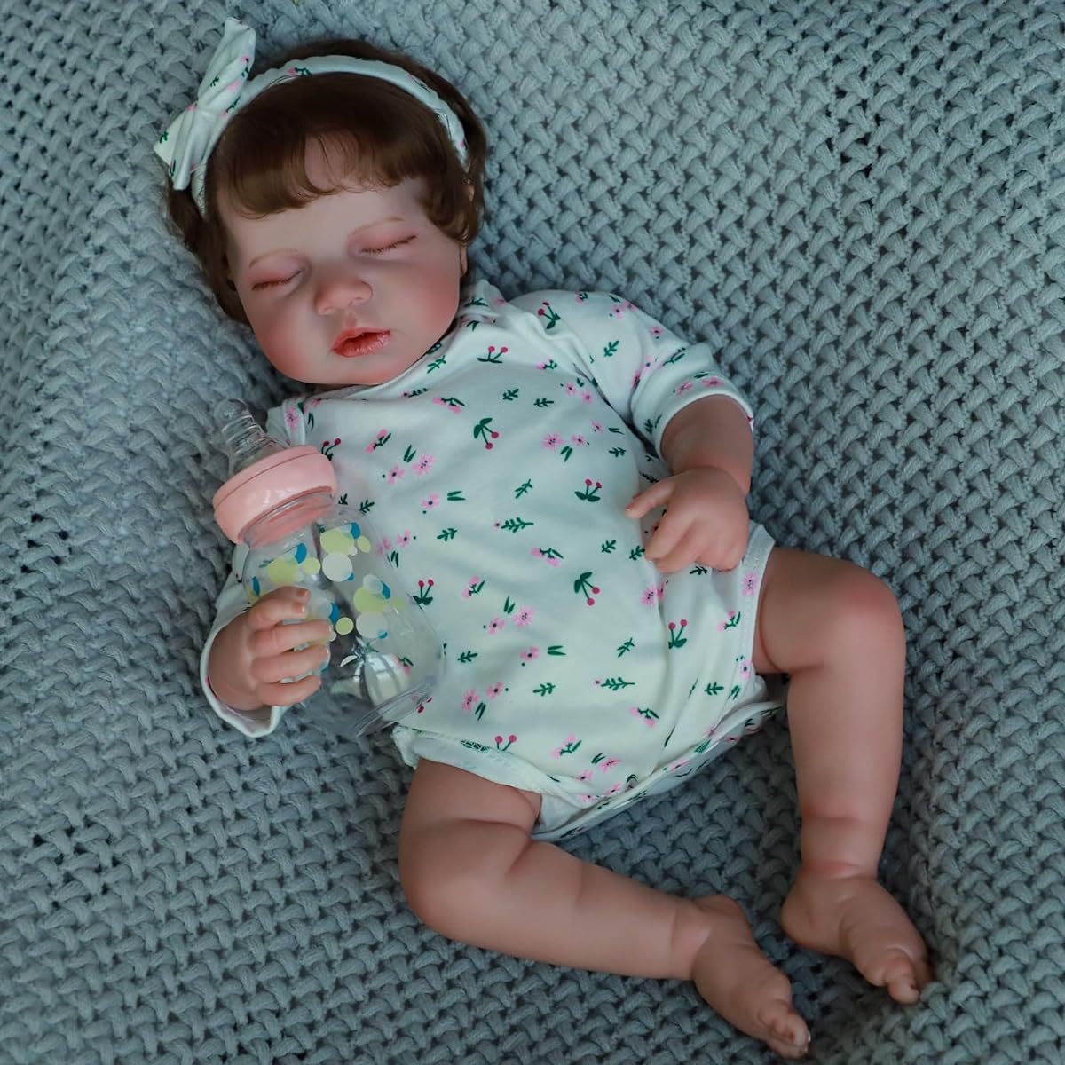 SCOM Lifelike Reborn Doll - Selina 19" Realistic Sleeping Baby Newborn Girl Doll with Soft Cloth Body Vinyl Rims for Kids Gift Ages 3+